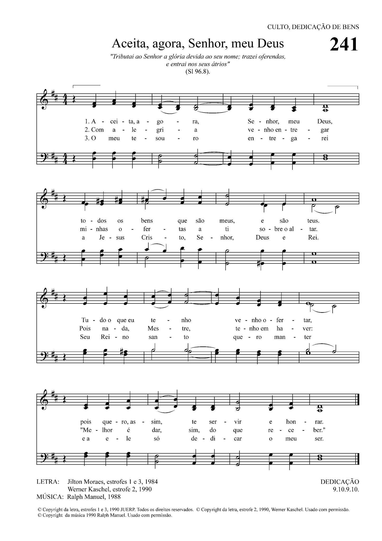 HCC 241 – Aceita, agora, Senhor, meu Deus