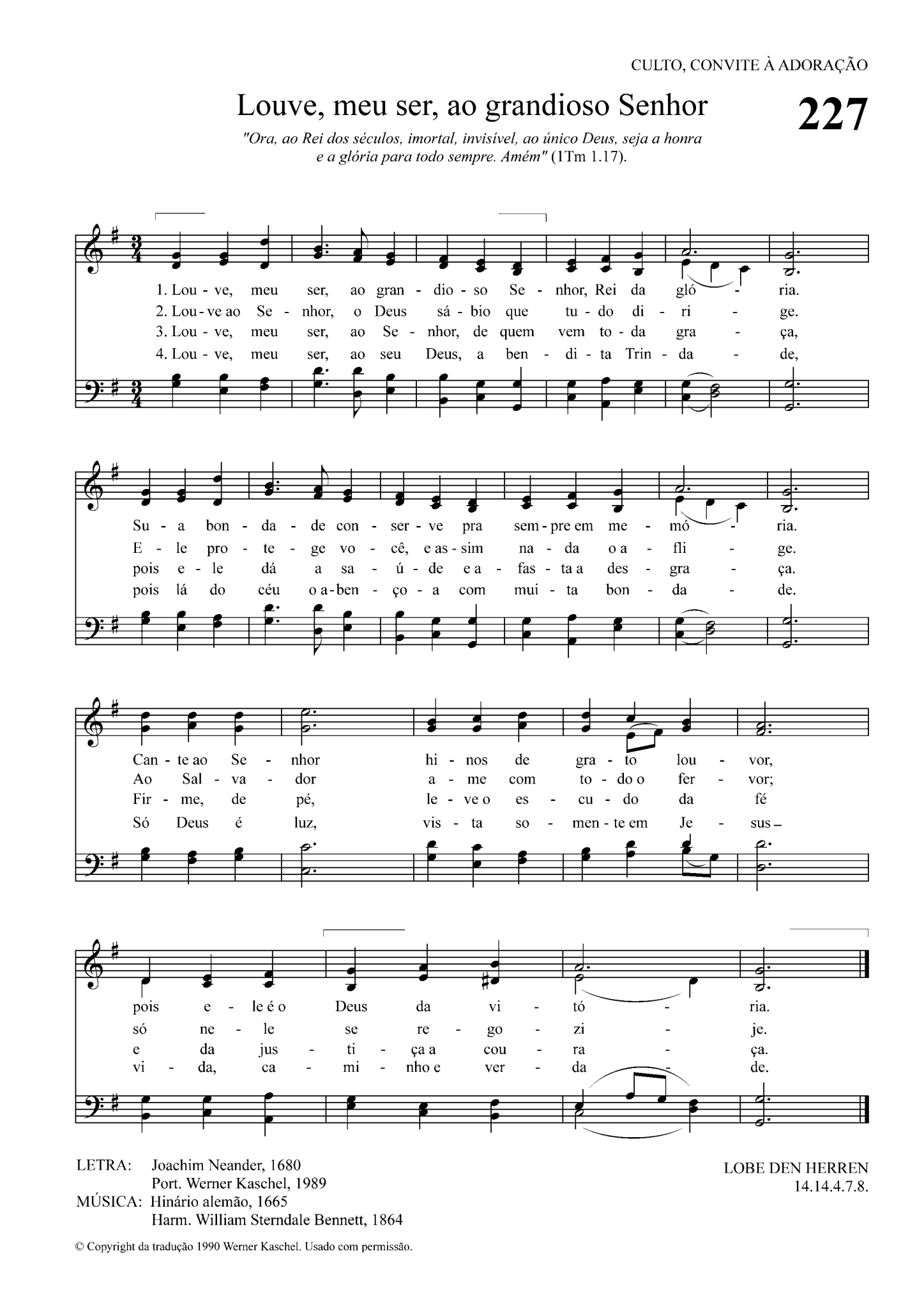 HCC 227 – Louve, meu ser, ao grandioso Senhor