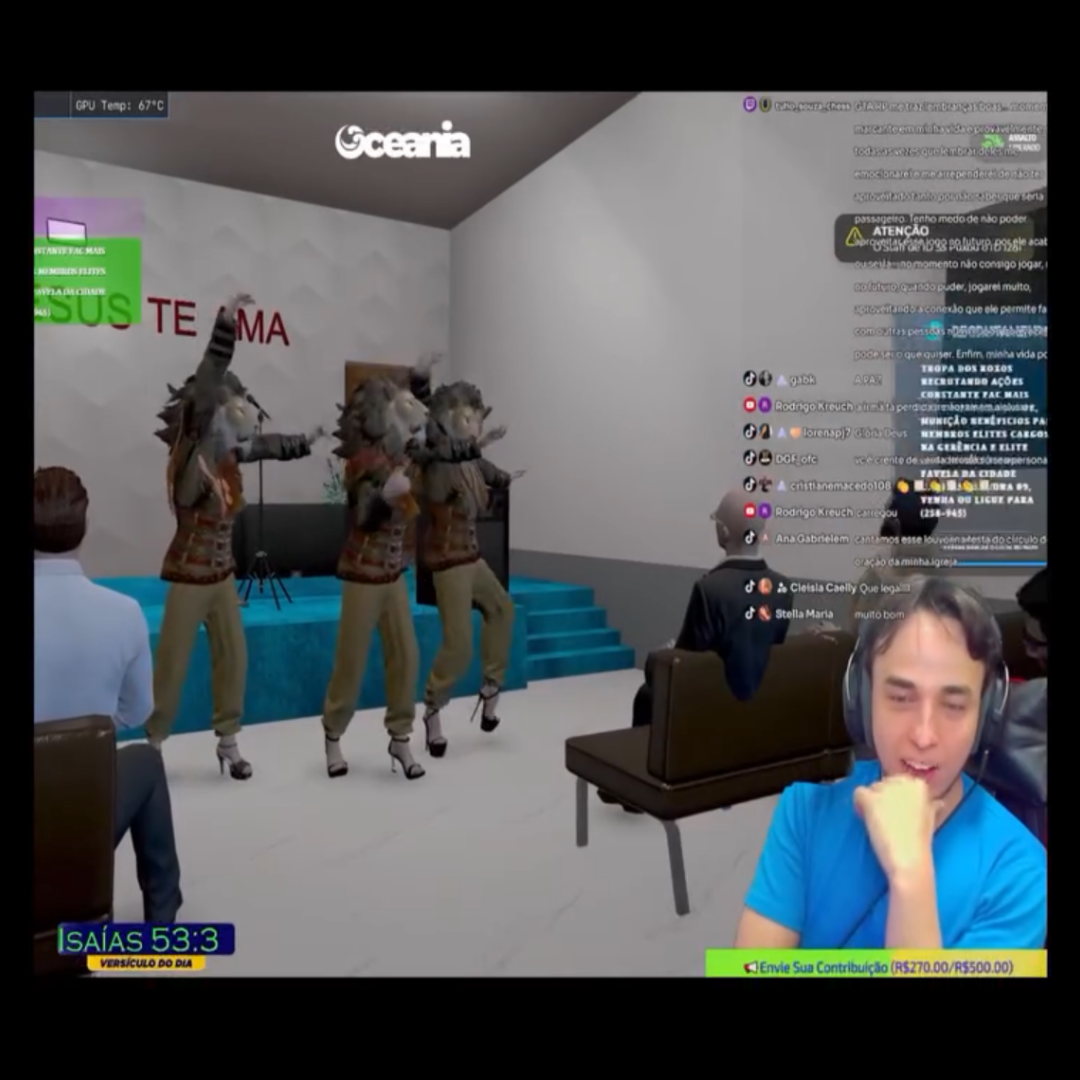 EVANGELISMO DIGITAL  Jovem utiliza plataforma on LINE do popular Jogo  GTA fazendo Lives em formato de cultos