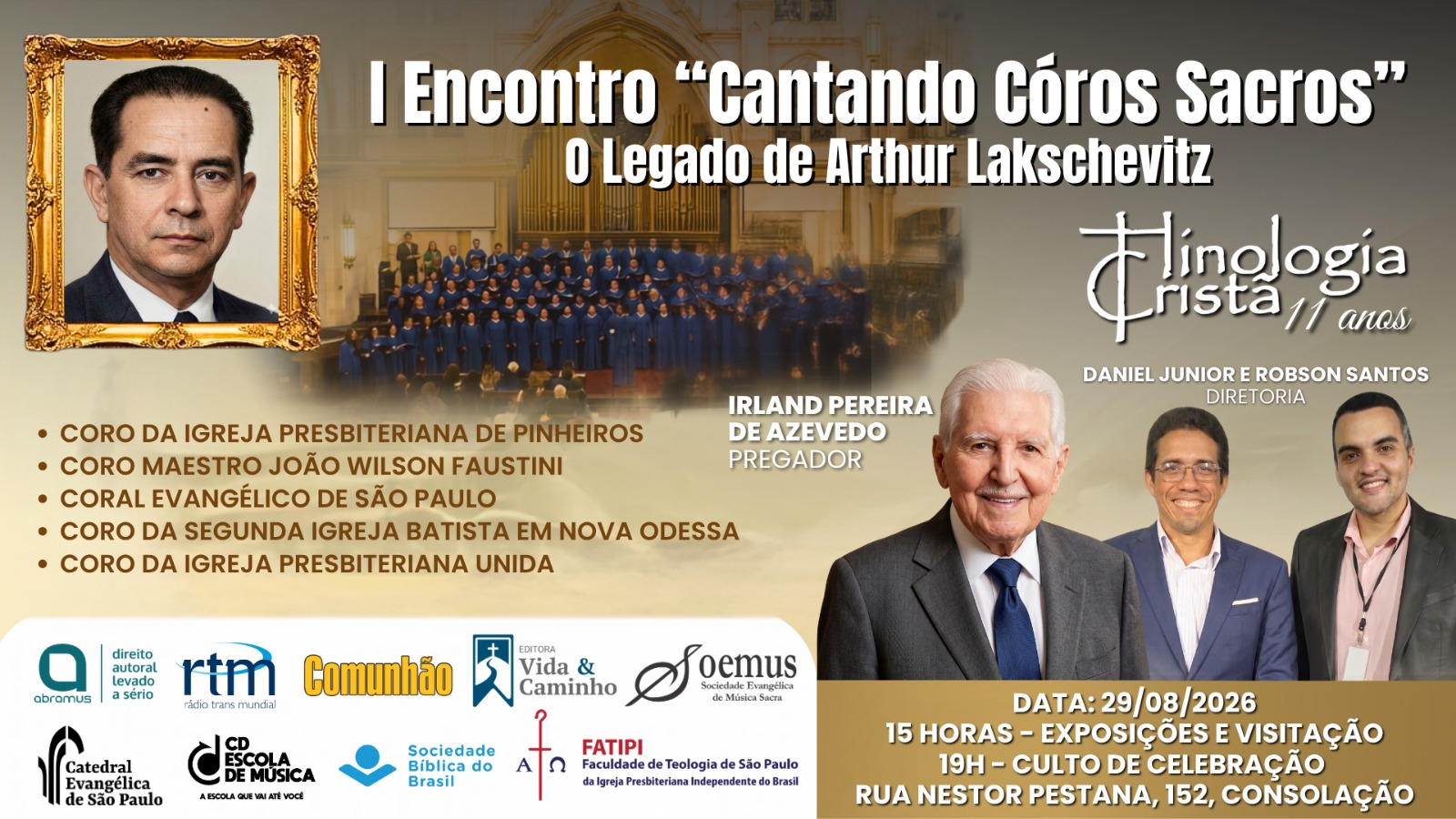 Grandes Coros Evangélicos se reúnem em São Paulo para celebrar o legado do Maestro Arthur Lakschevitz
