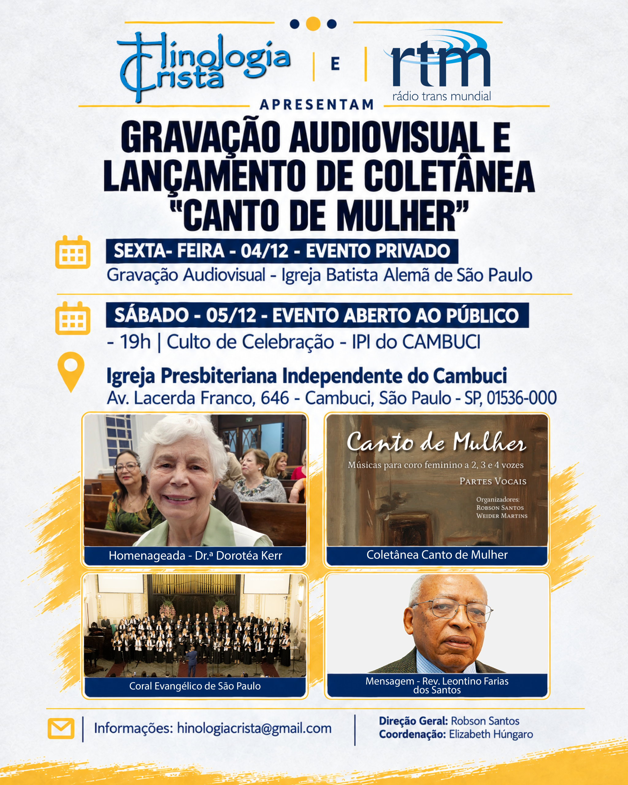 Hinologia Cristã e Rádio Transmundial realizam gravação audiovisual e lançamento da coletânea “Canto de Mulher”